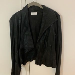 Helmut Lang Black Distressed Leather Jacket